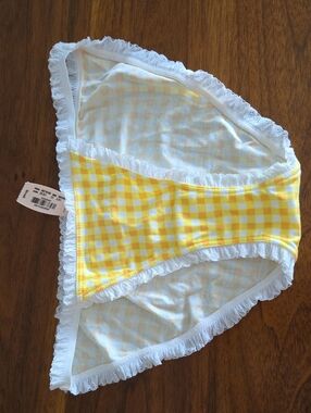 New Victoria Secret Yellow Gingham Ruffle String Bikini Size S Womens